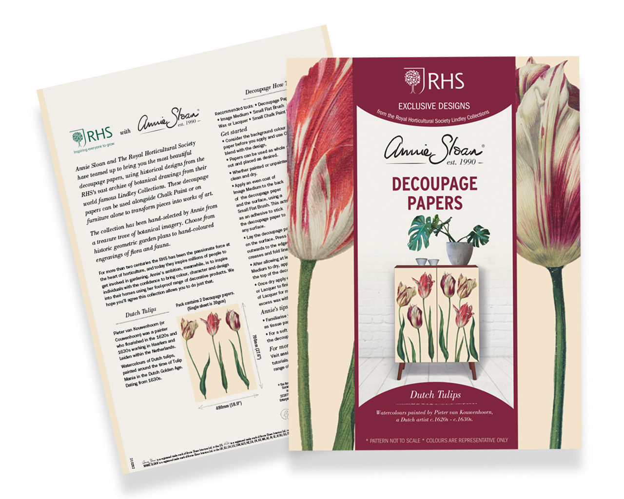 dekupážový papier s veľkými farebnými tulipánmi